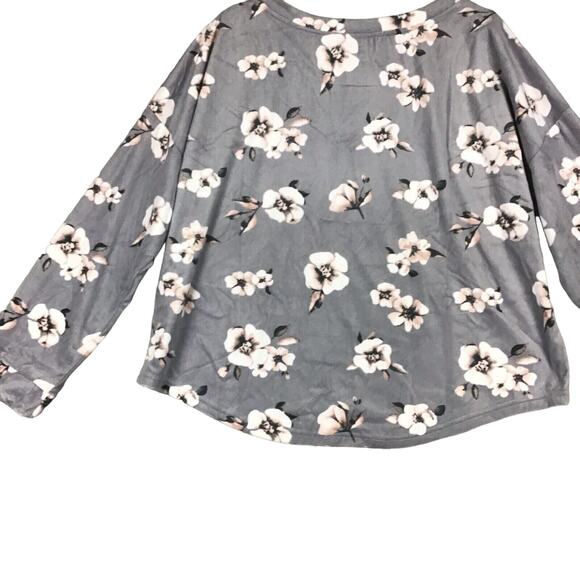 Tahari Women’s XL Floral Stretch Sleep Top – Soft Gray Lounge Shirt - Picture 13 of 14